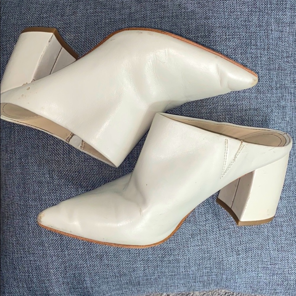 Marc Fisher Ragni Mule White Leather Pointed Toe